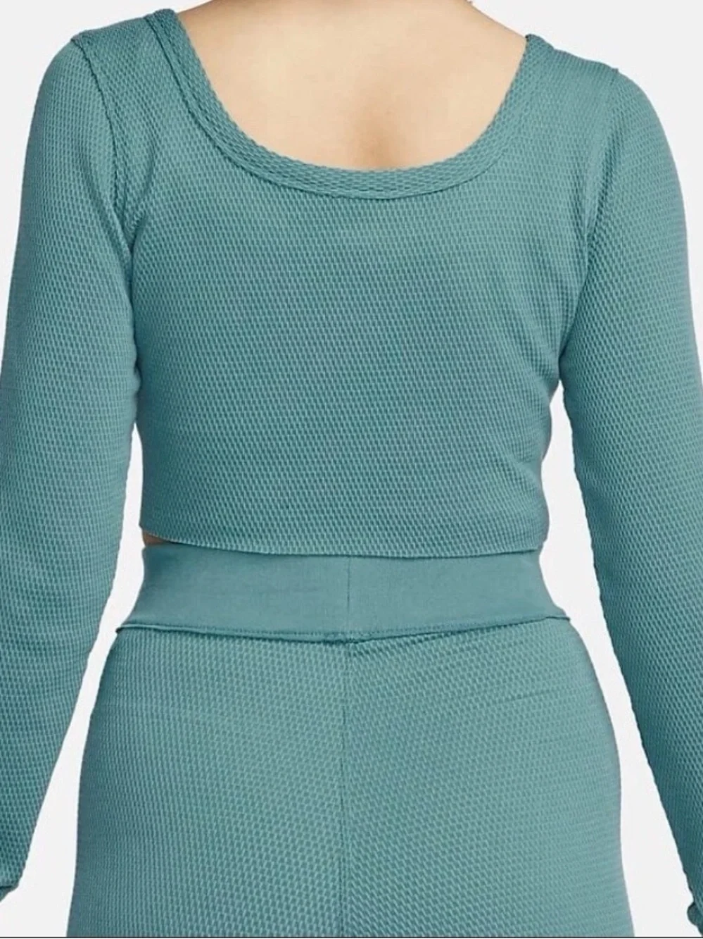 NWOT Nike Women’s Medium Everyday Waffle Knit Crop Top & Legging Pant Set M Teal